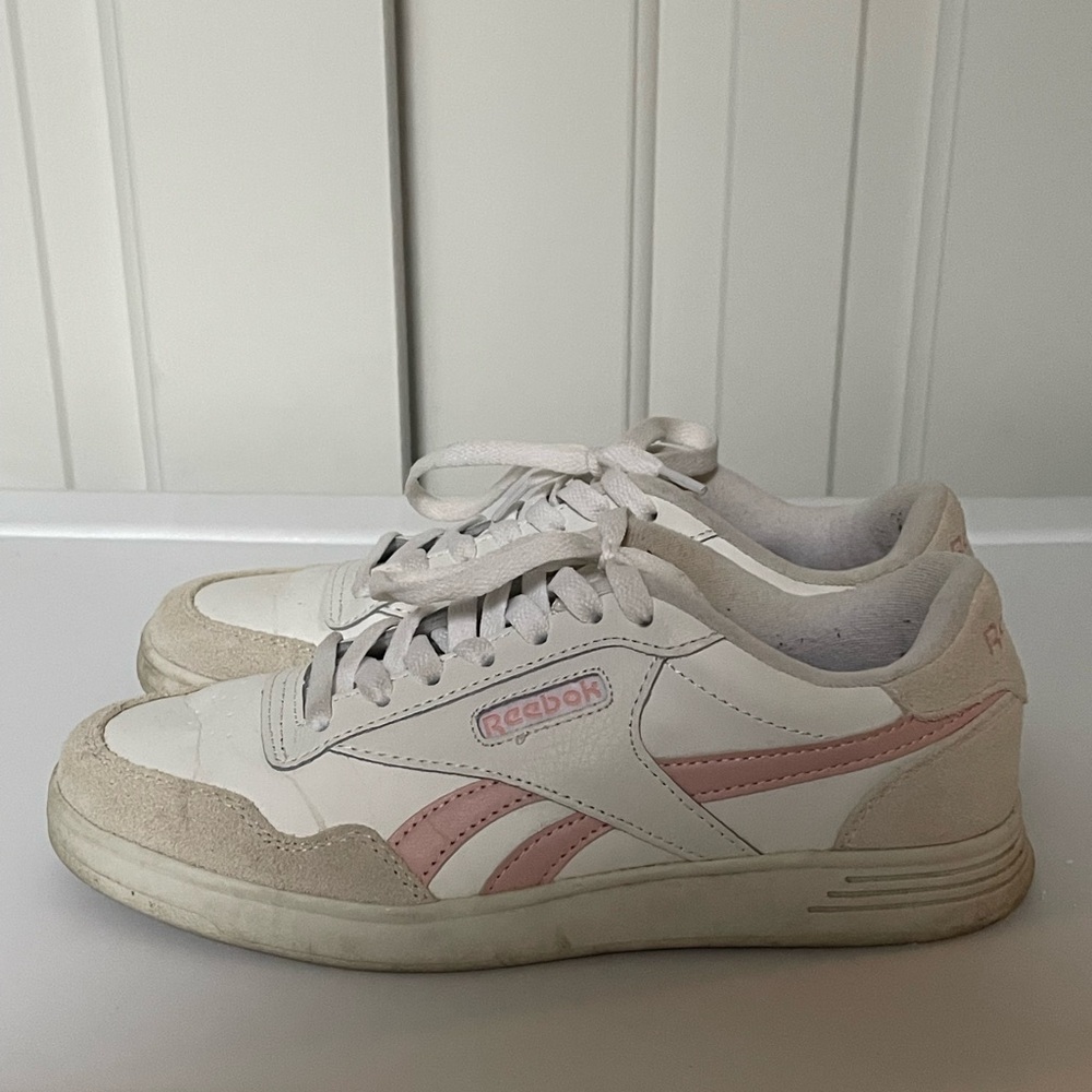 Reebok Women's Classic White and Pink Sneakers